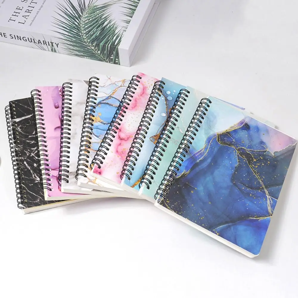 Spiral Diary A5 Spiral Notebooks Hardcover Memo Notes Colorful Gold Stamping Notepad Protect Eye Paper Marble Cover