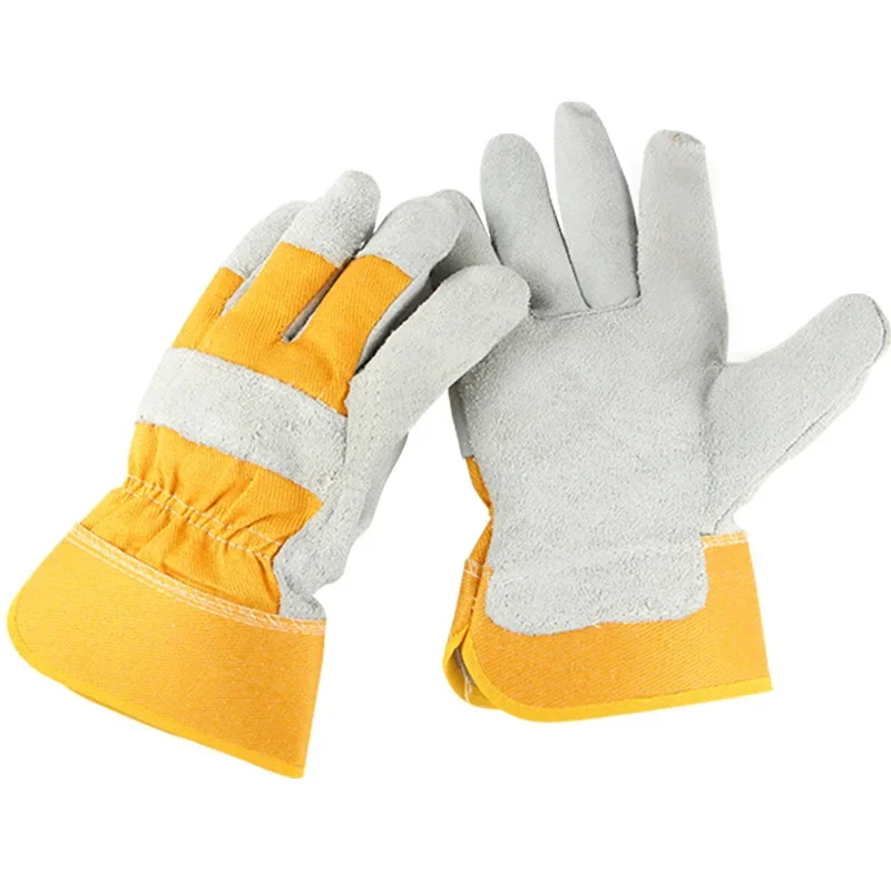 Welding Work Gloves Cowhide Leather Men Working Welding Safety Protective Garden Sports MOTO Driver Wear-resisting Gloves