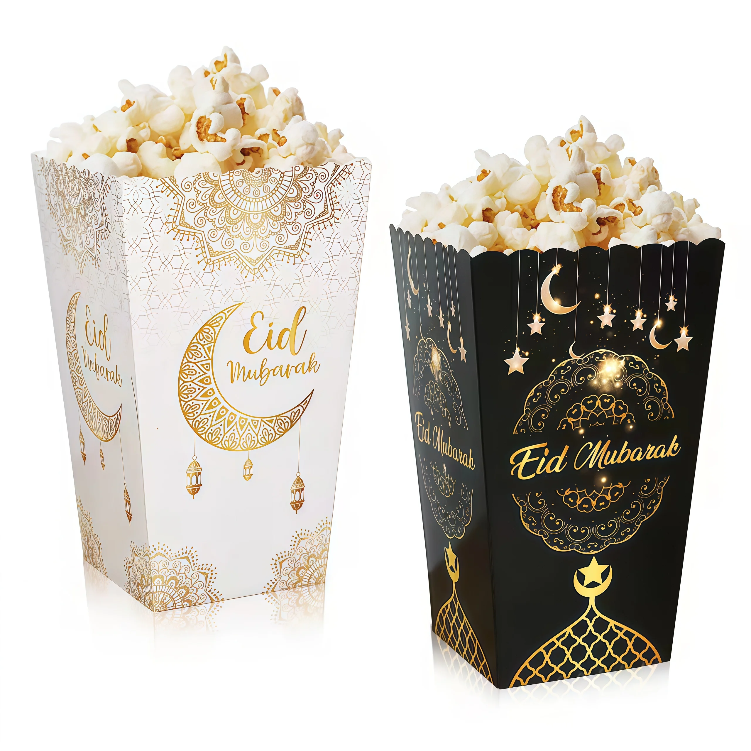8 Stück Eid Mubarak Papier Popcorn Box Ramadan Candy Cookie Snack Box Party Home Decor Supplies Eid Al-Fitr Geschenk