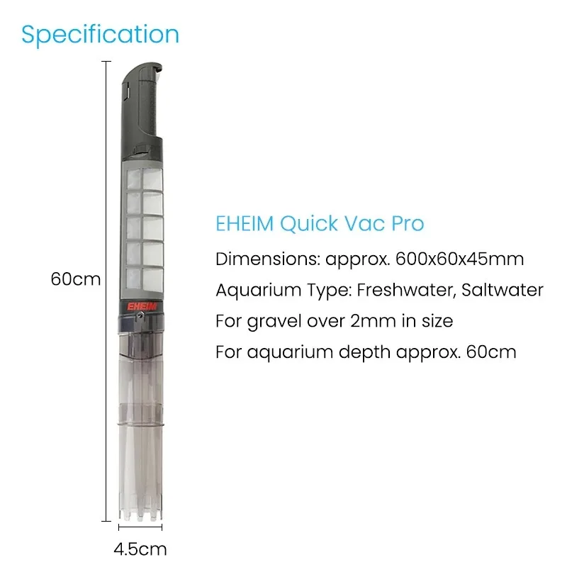 EHEIM Quick Vac Pro Automatic Gravel Cleaner Water ChangerFreshwater Saltwater Aquarium Filter Micro Surface Skimmer