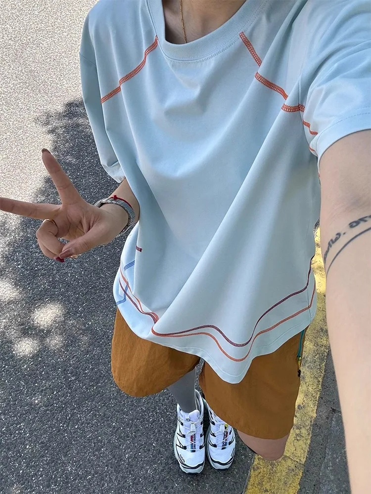 

Qui Dry ort Sve Badminton T-irt ex Summer Outdoor Running Training Cycling Cool Feeling Light Purple Stitch Line