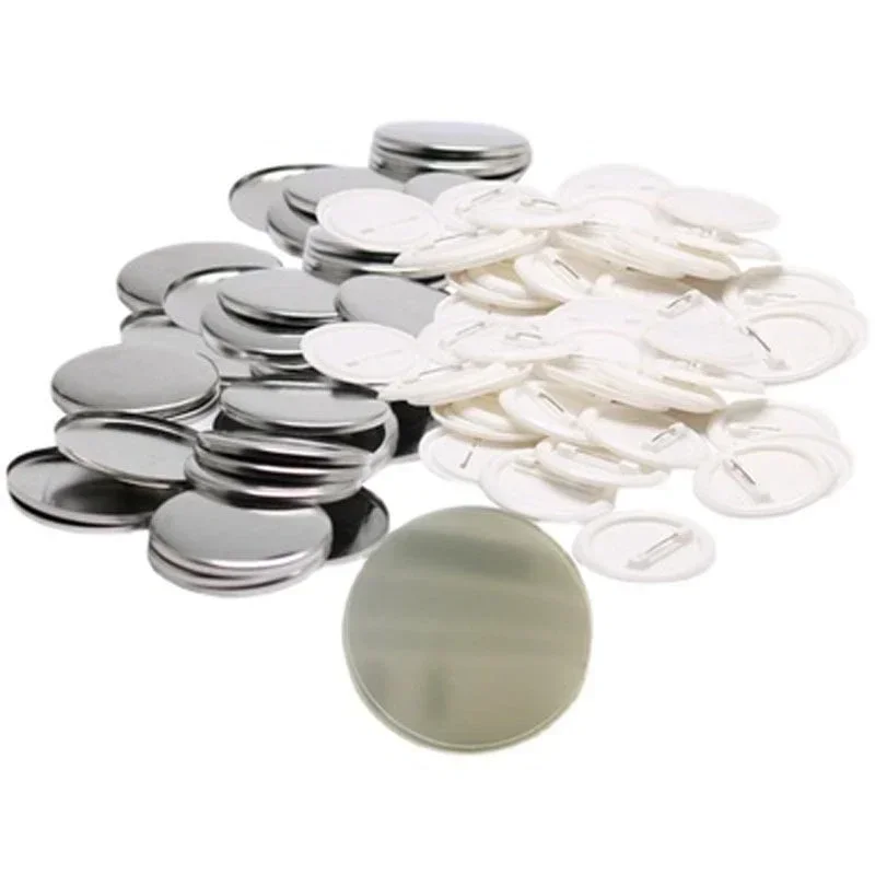 100PCs Sets Metal Badge Pin Button Maker Parts,25-75MM DIY Blank Badge Button Parts,Art Crafts Making Iron-Base Badges Set