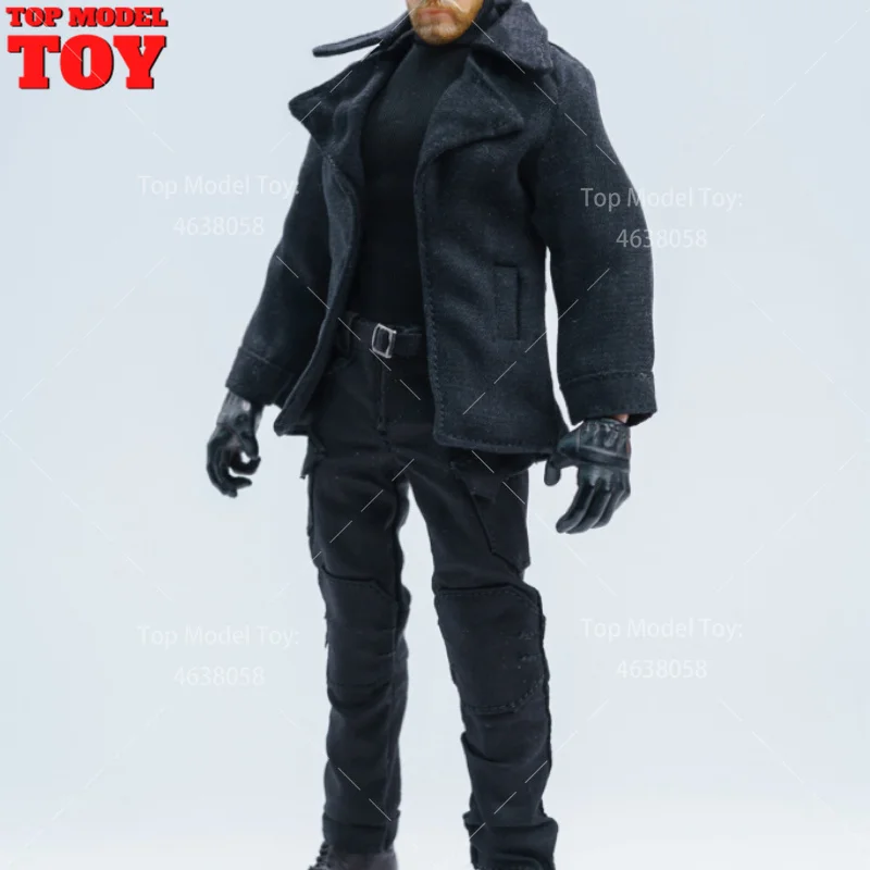 1/12 Male Black High-Collar Shirt Pants Windbreaker Clothes Model For romankey 6‘’ Soldier Action Figure Strong Body Dolls
