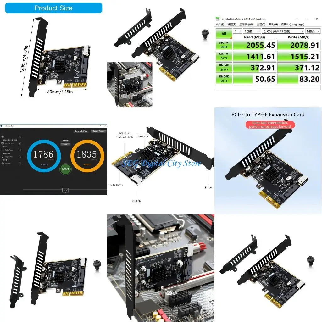 

U75B Plugs Play PCIe 4X Expansion Adapter Supporting USB 3.2 Gen 2 20Gbps Front Port