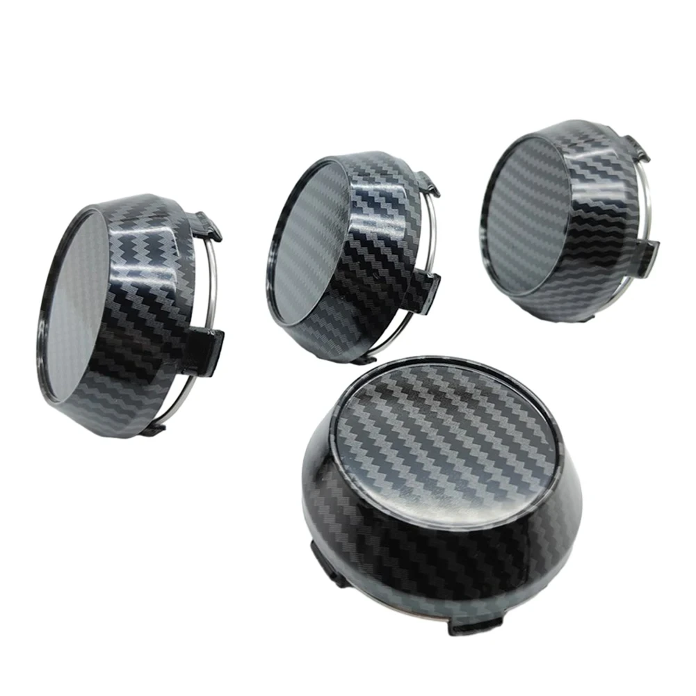 4PCS Universal 60MM Carbon Fiber Black Car Wheel Center Cap Replacement Hubs Cover Badge Auto Styling Modified Accessories