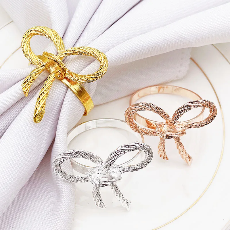 

6pcs/lot Butterfly bow tie napkin ring alloy napkin ring wedding hotel tableware napkin buckle desktop decoration