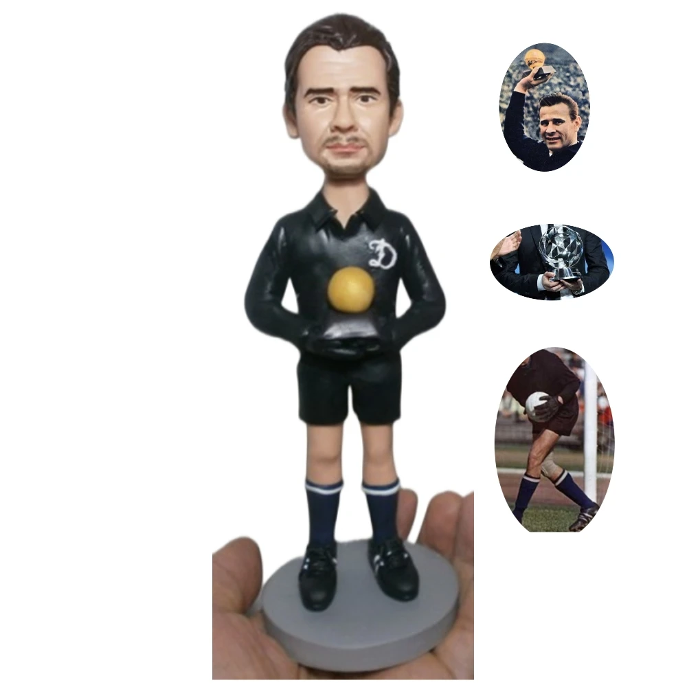 Custom Handcrafted Clay Soccer Goalkeeper Figurine Holding Trophy DIY Action Pose Yashin Eco-Friendly Gift Christmas & Birthday