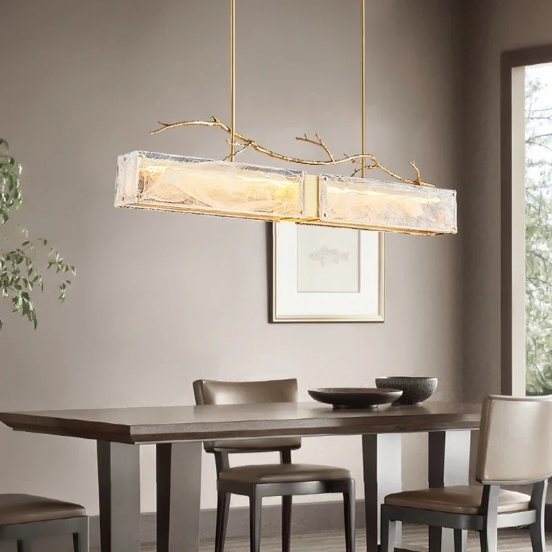 New Chinese all copper light luxury chandelier lamp designer personalized creative bar table lamp long glass simple Chandelier