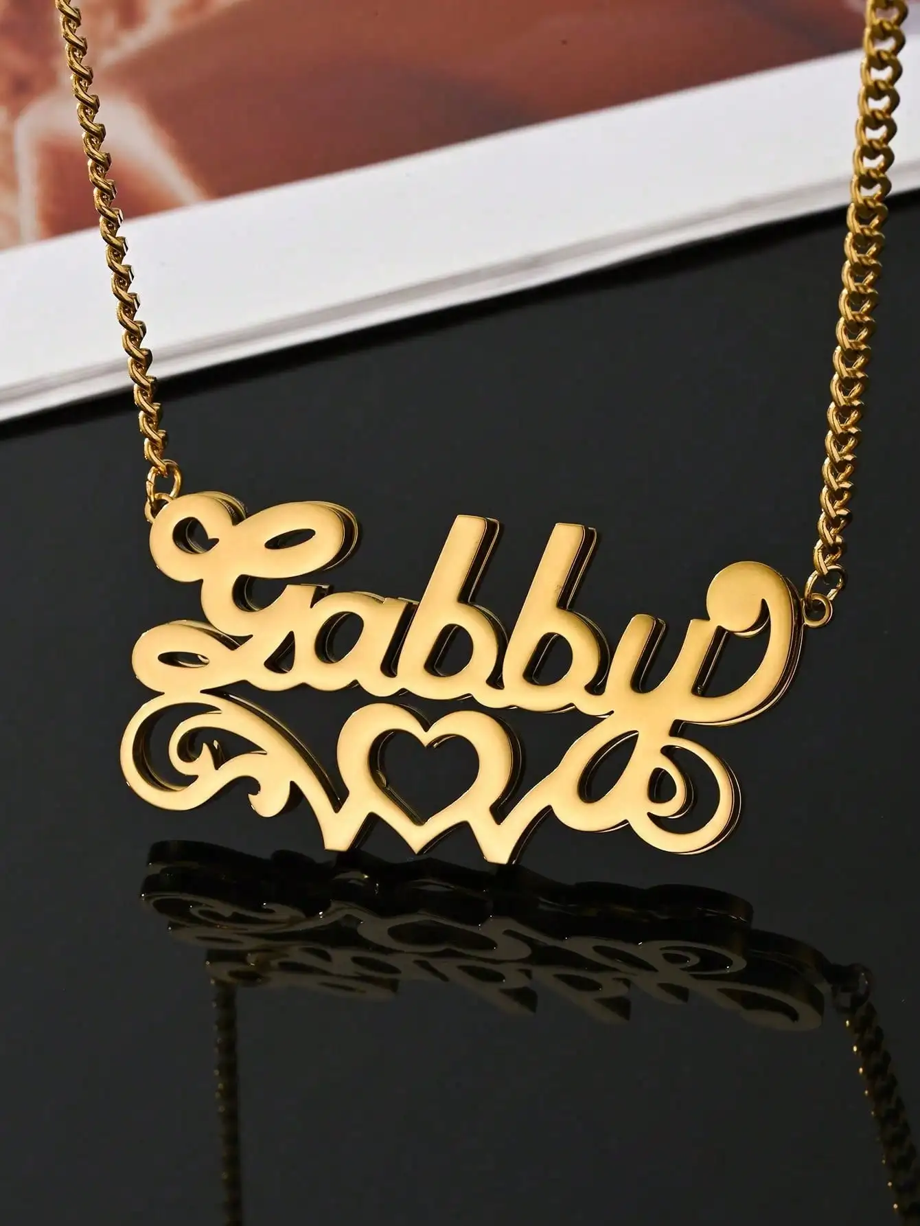 1 piece stainless steel necklace accessories, 45+5cm name necklace, double layer name necklace, custom 3D name brand necklace
