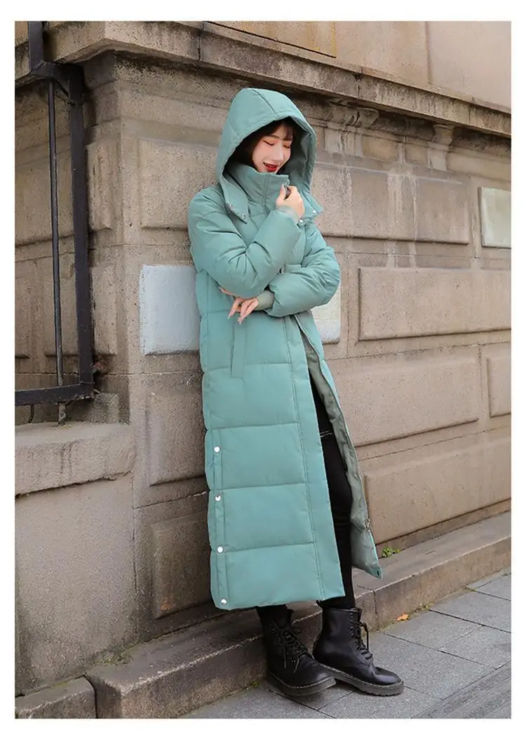 New Female Down Cotton Coat Loose Hooded Parka Overcoat Long Winter Jacket Women Clothes Warm Padded Jackets Oversized Outerwear