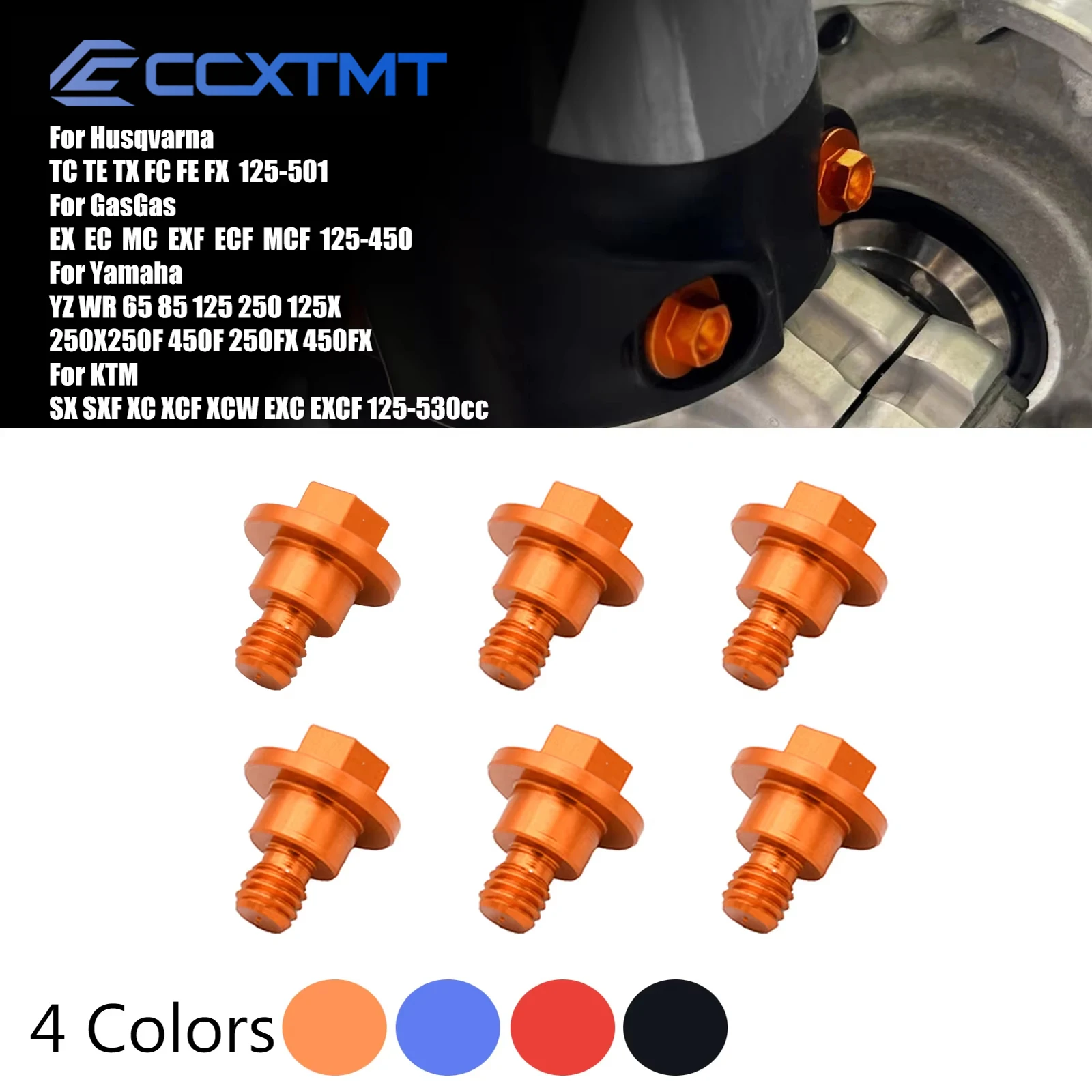 6PCS M6*12 Front Fork Guard Bolt Screw For Yamaha YZ YZF WRF For KTM SX SXF XC XCF XCW EXC EXCF 125 150 200 250 300 350 400 450