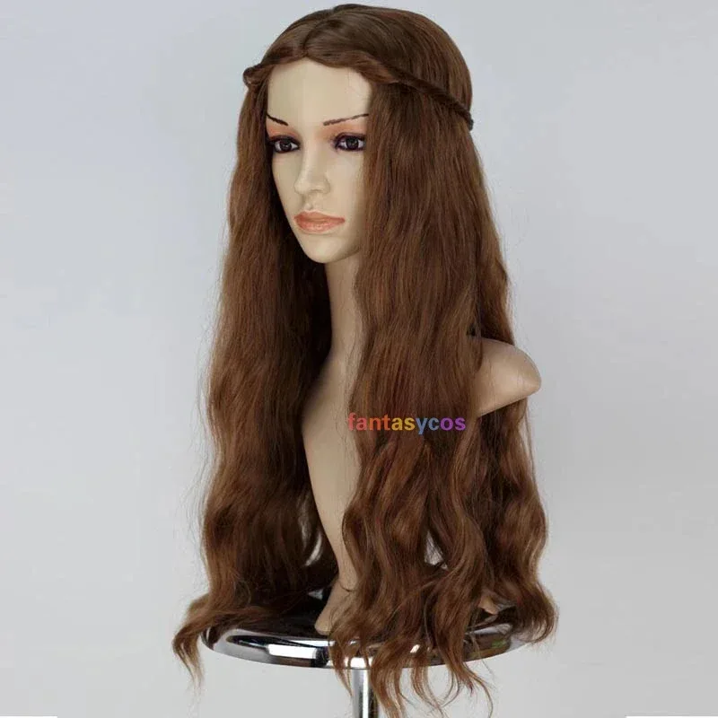 セーサイ・ラニスター コスプレ プリンセス オーロラ ロングブロンド ブラウン カーリー 耐熱性合成毛 女性用ウィッグ + ウィッグキャップc;3.k'6;d.a;