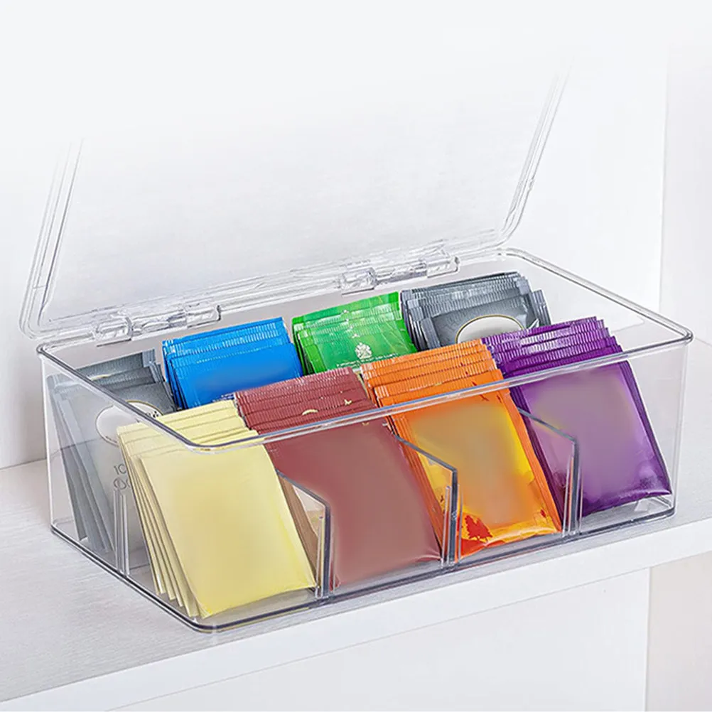 

Desktop Divided Tea Bag Organizer Clear Storage Box Household Coffee Box Multifunctional Desktop Herbal Tea Storage Container