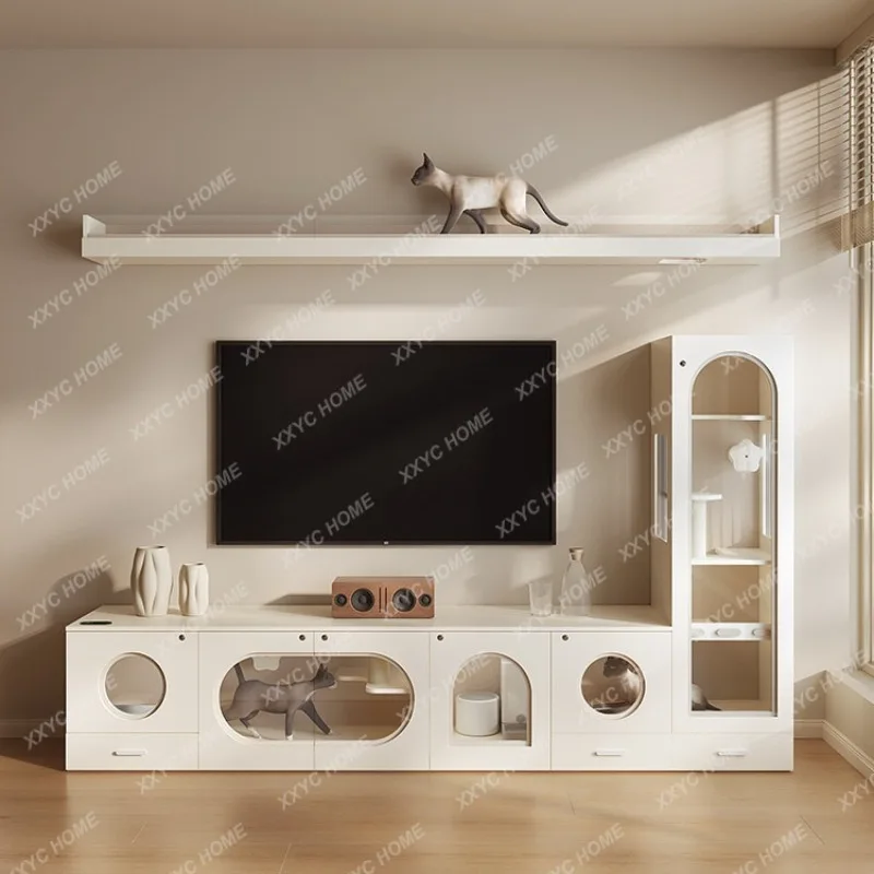 XX Horizontal cat cabinet custom TV cabinet cat villa home indoor does not occupy space cat nest integrated