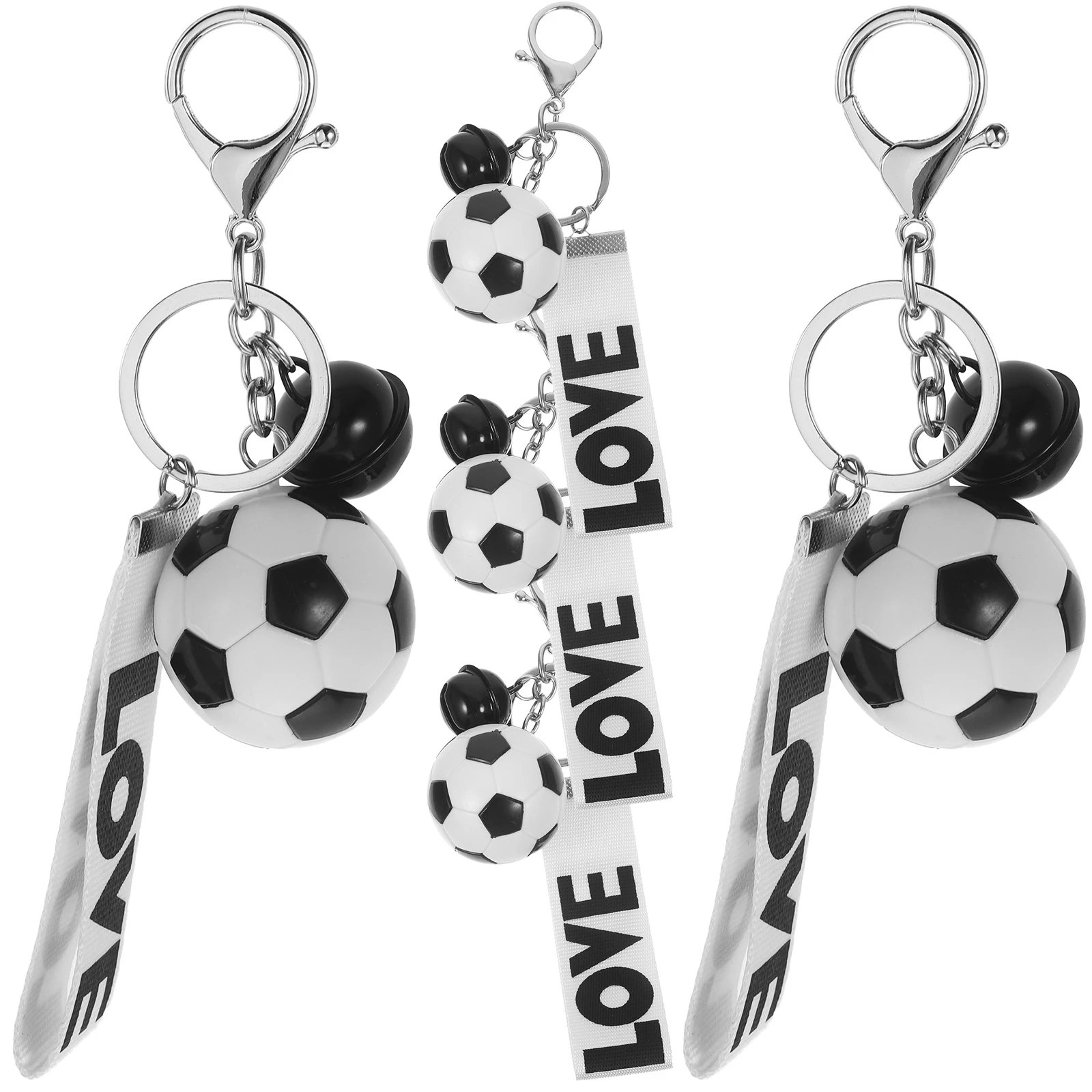 

5 Pcs Football Keychain Black and White Soccer Teams Accessory Chains Boys Sport Game