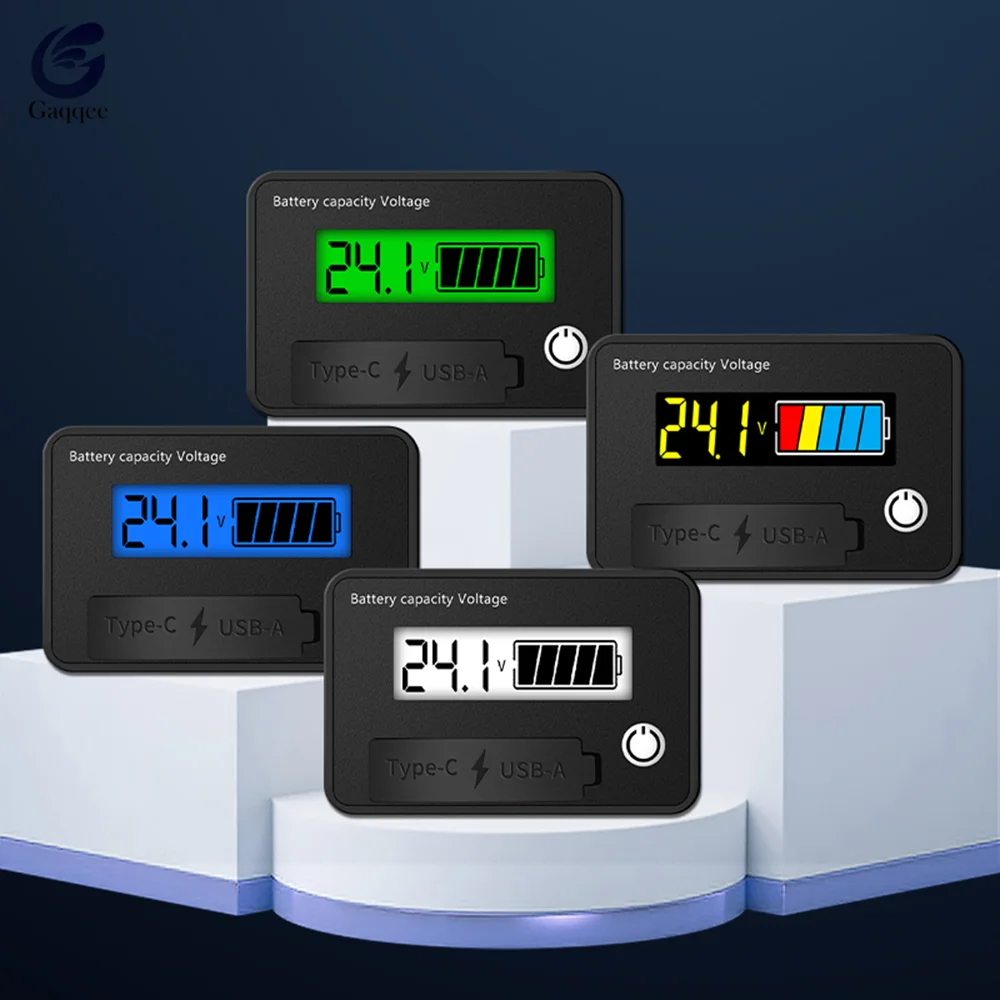 

Upgraded 6140B LCD Digital Voltmeter Acid And Lithium Battery Indicator Capacity Meter USB+Type-C Voltage Tester DC8-30V