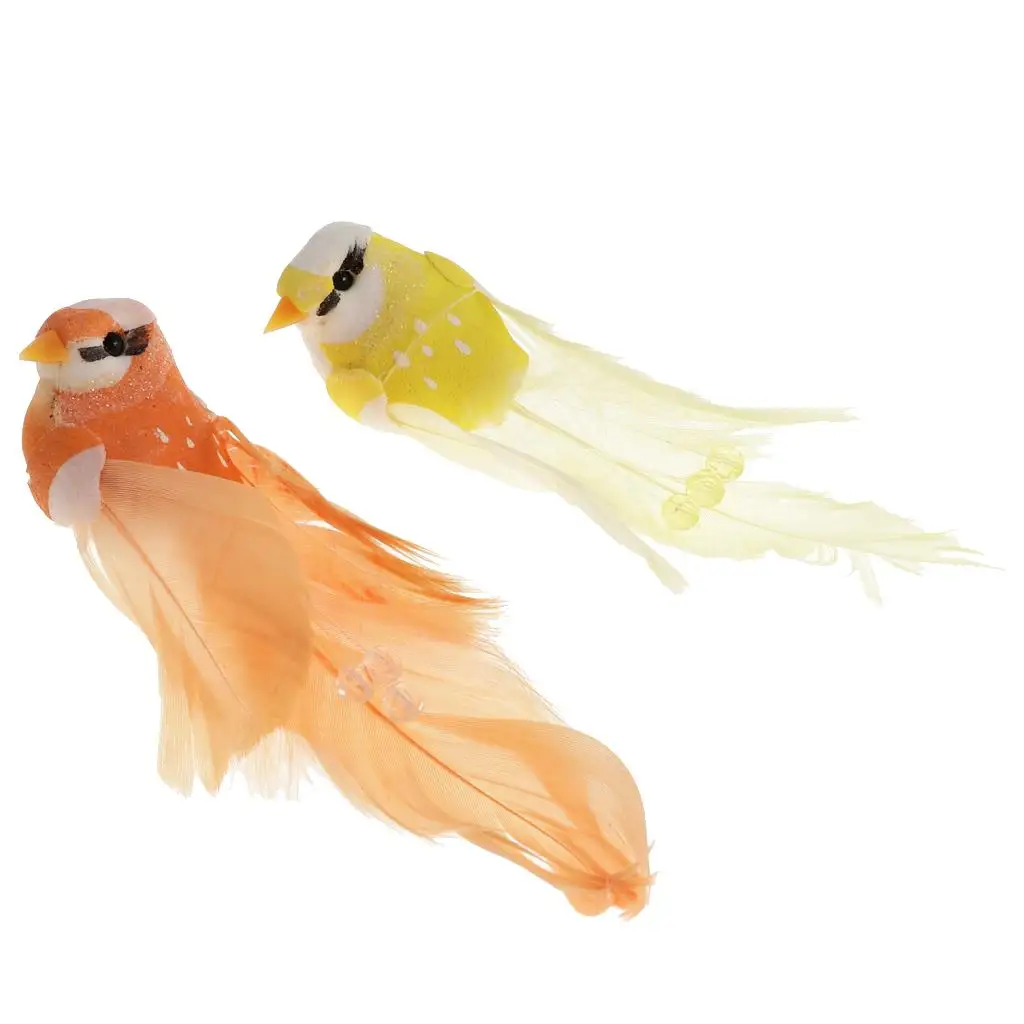 Decorative Artificial Birds Realistic Feathered Simulation Ornament for Home Garden Wedding Decor
