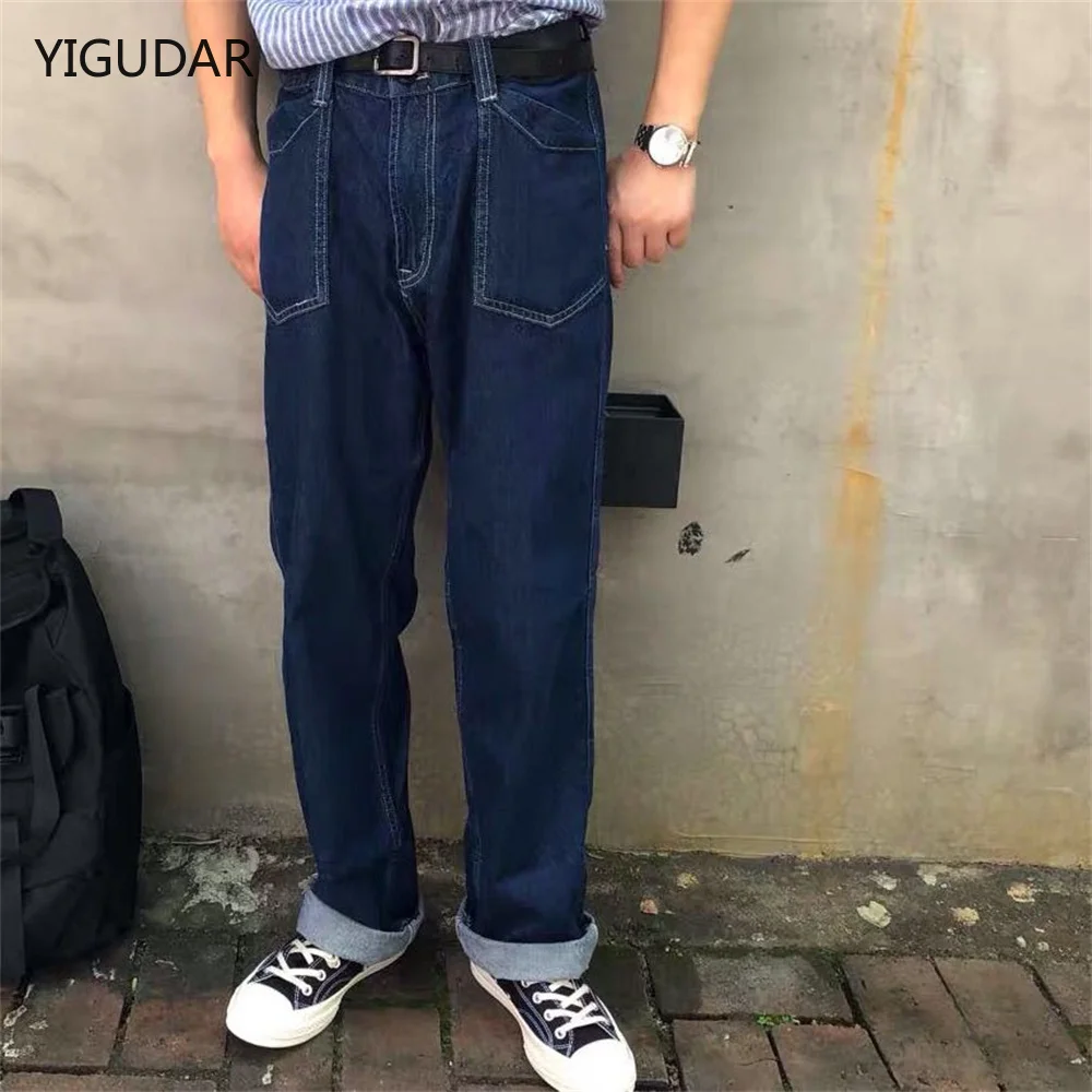 

Ripped Holes Jeans Men Summer Baggy Oversized S-3XL Mopping Denim Wide Leg Trousers Casual Retro Hip Hop Korean Fashion Bottoms