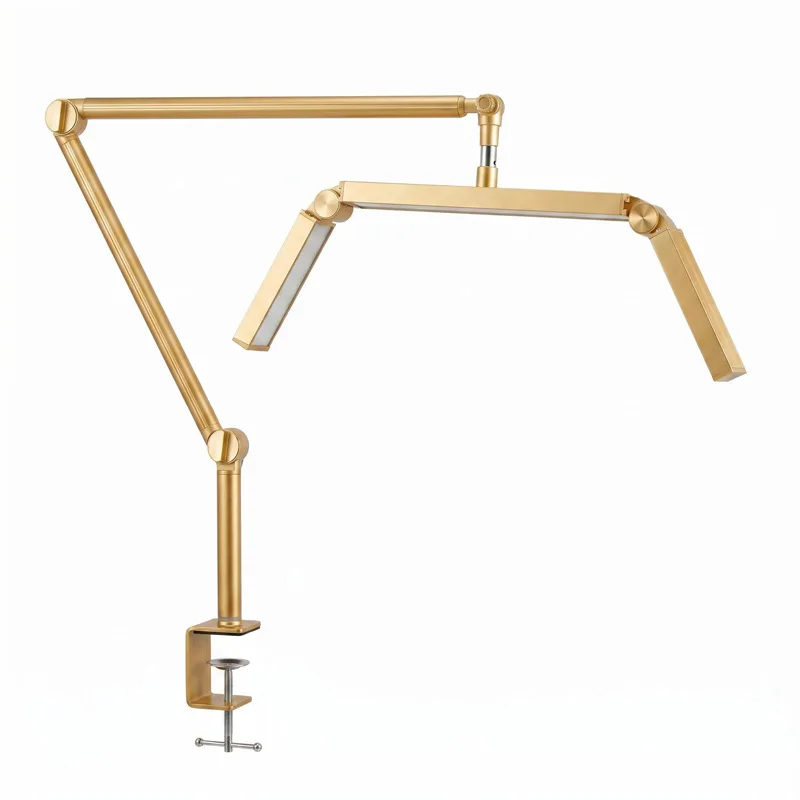 26 inch gold desktop three lamp holder cantilever folding beauty lamp 30W manicure eyebrow tattoo eyelash lamp