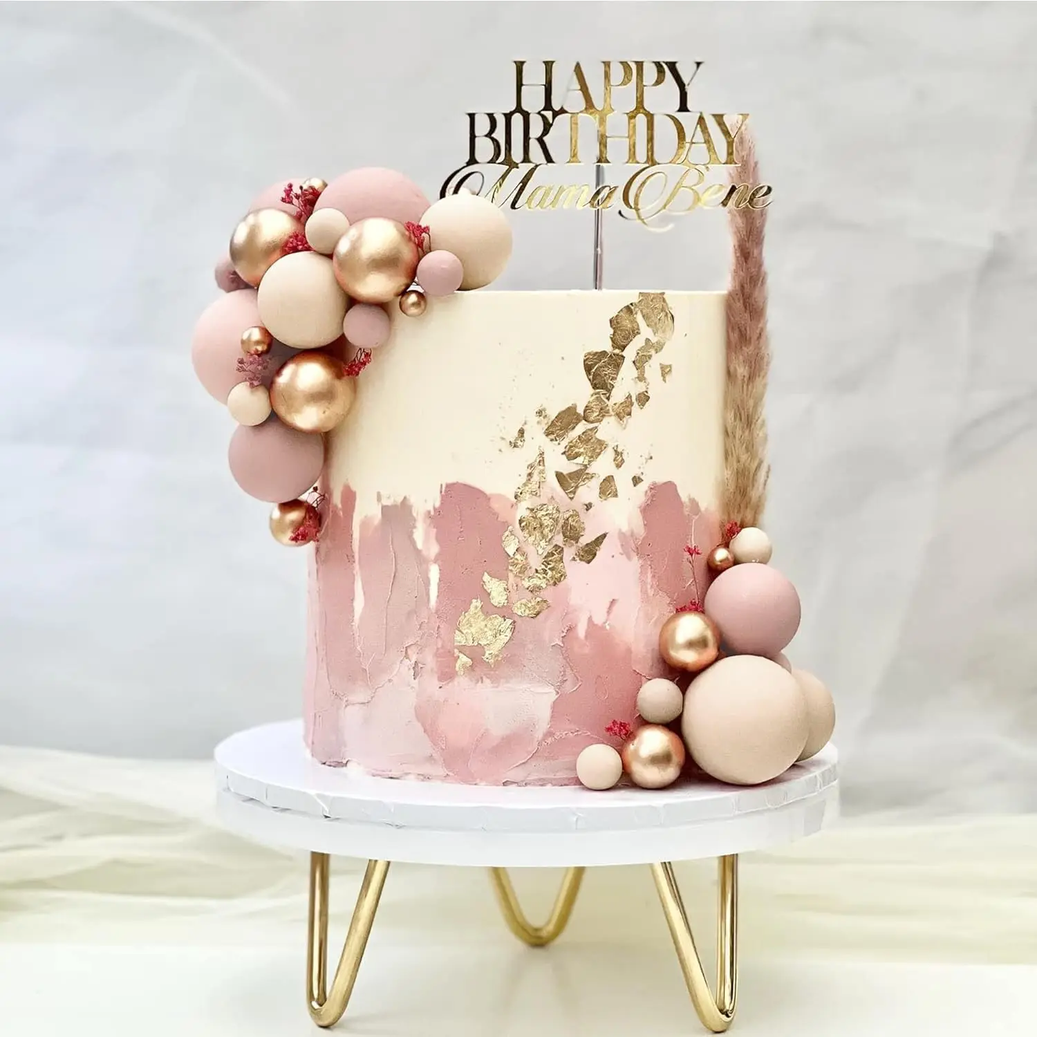 30Pcs Cream Blush Gold Balls Cake Toppers Boho Birthday Cake Decorations Bear Theme Birthday Baby Shower Party  Cupcake Topper