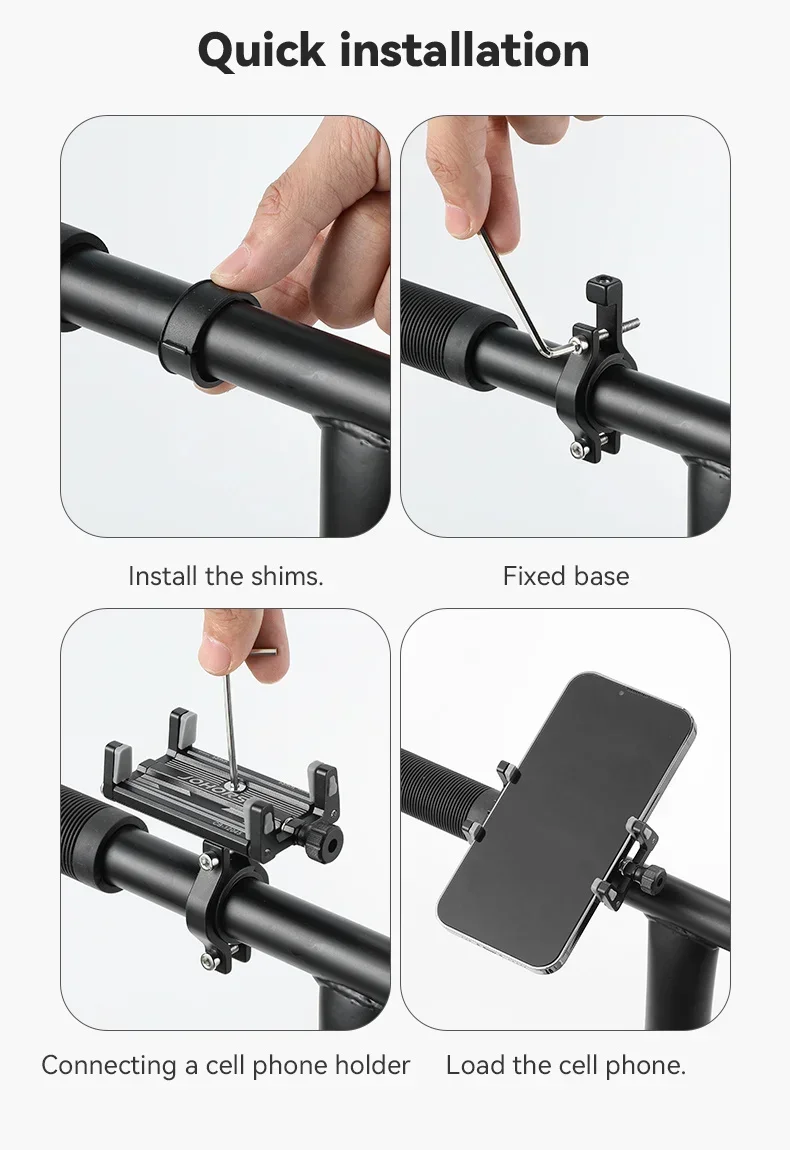 Universelle Fahrrad-Handyhalterung aus Verstellbarem Aluminiumlegierung für Roller und Fahrräder mit Halterungsbasis und Clip – Detail 9