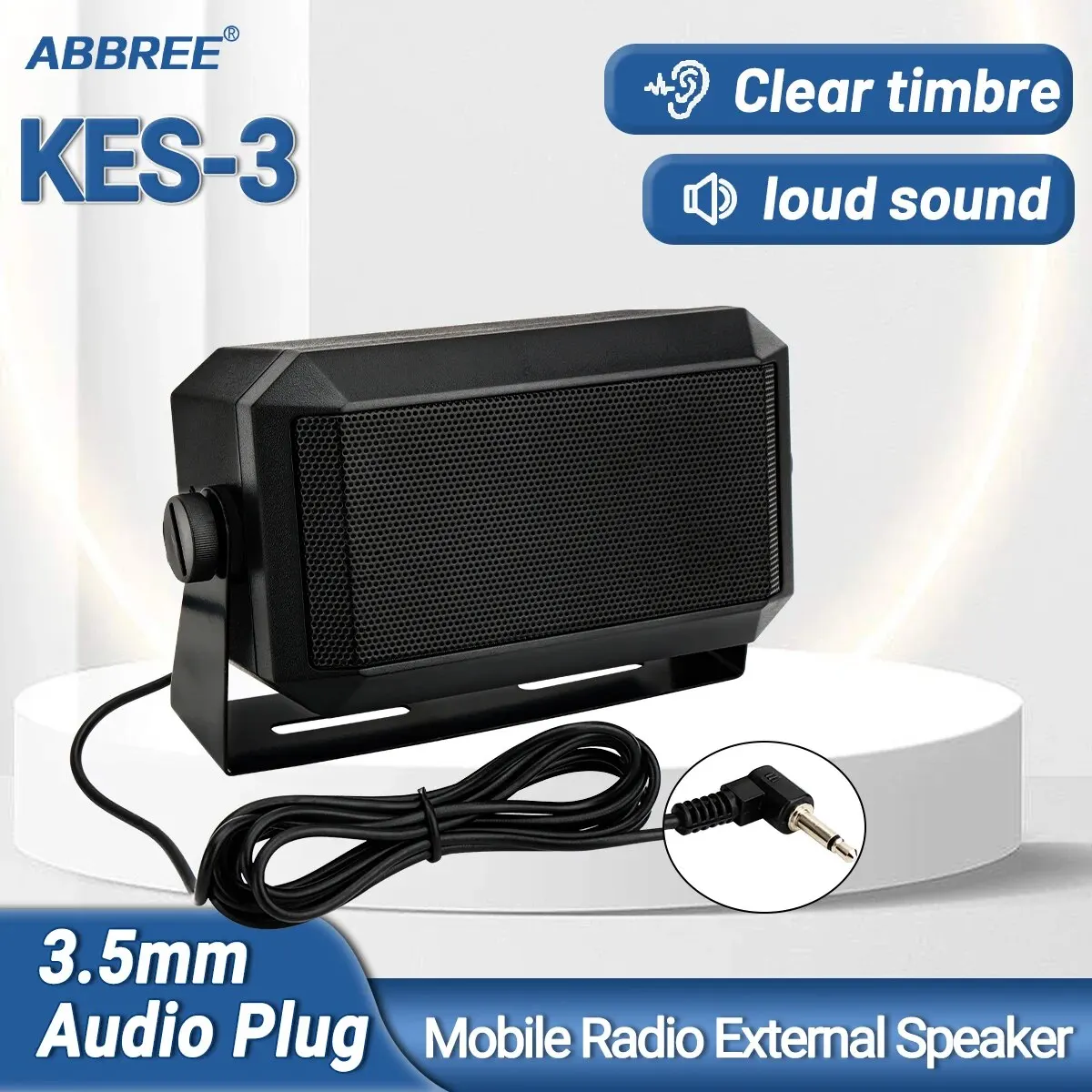 ABBREE altavoz de comunicaciones externo rectangular para radio CB jack audio - imagen 3