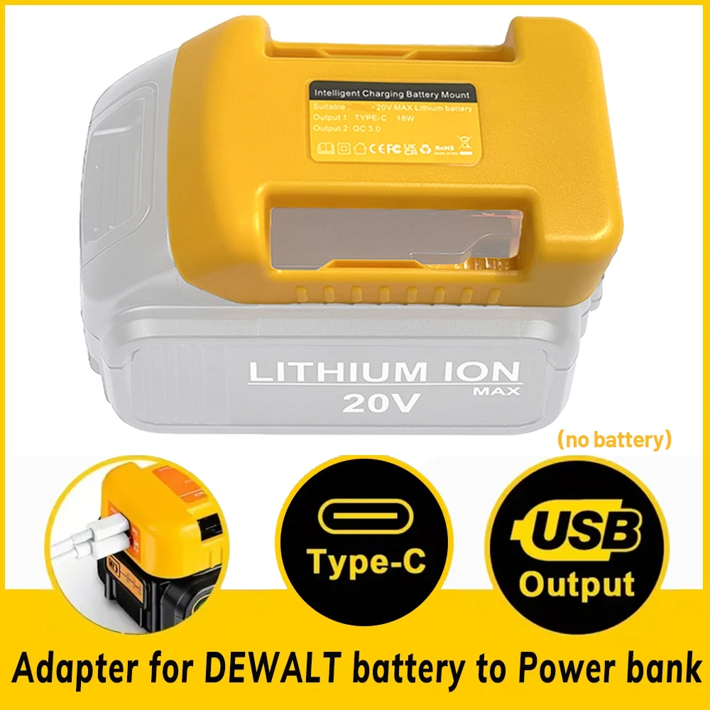 1pc Adapter With Dual Output Interface For DEWALT 18V 54V Battery DCB200 Batteries