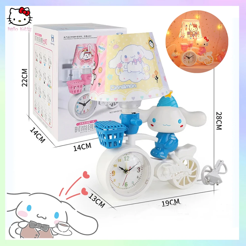 Cinnamoroll Kt Cat Kawaii Sanrios Anime Cartoon Decorative Lights Bedroom Sleep Night Light Nanny Breastfeeding Lamp Alarm Clock