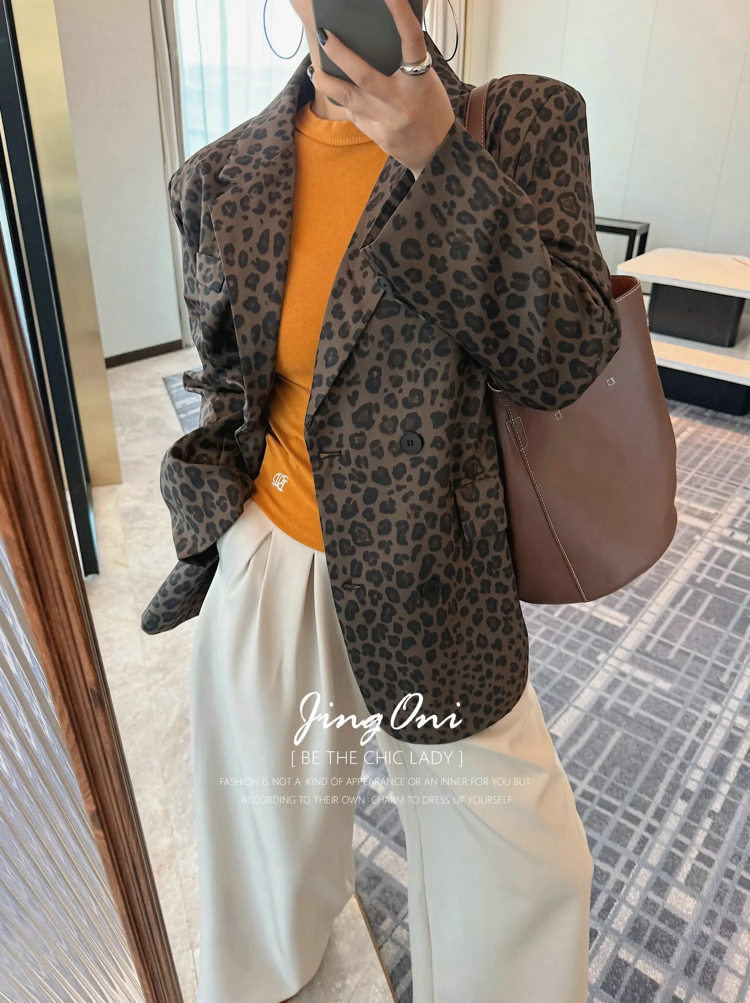 سترة ليوبارد ملابس نسائية سترة أنيقة معطف ربيع الخريف كم طويل كوري أنيق 2025 بدلة أنيقة جديدة فاخرة مقصوصة #2