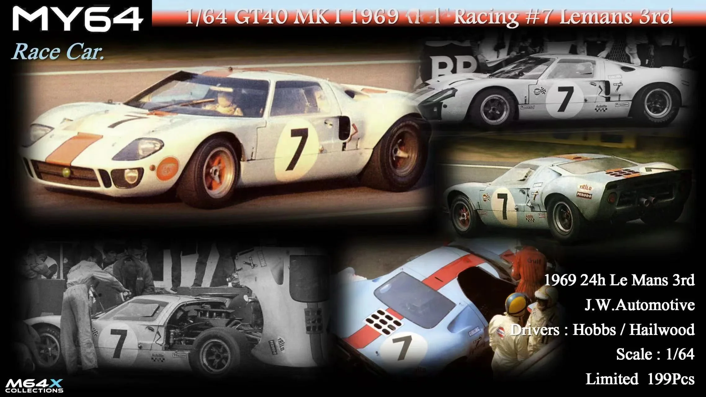 **Preorder**MY64 1:64 GT40 Race /Road Car Resin Model Car