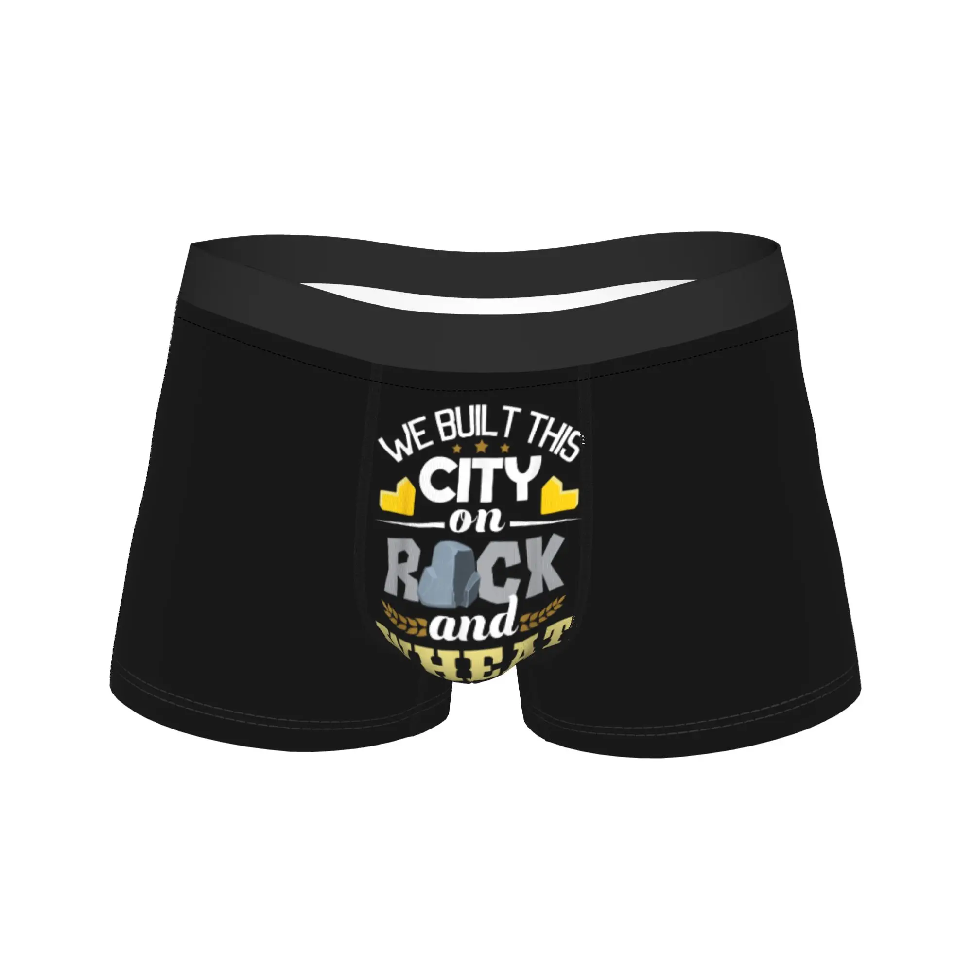 

We Built This City On Rock and Wheat Underwear Men's Underpants Pattern Classic Trunk Quality Boxer Brief Plus Size
