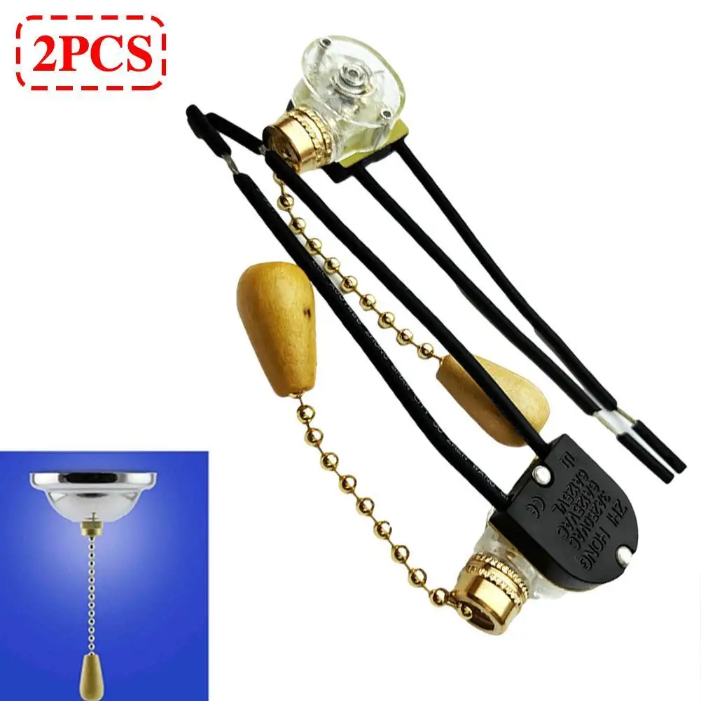 2pcs Wall Light Pull Rope Switch Pull Cord Chain Switch Control Home Universal Ceiling Fan Lamp Replacement Parts For Light