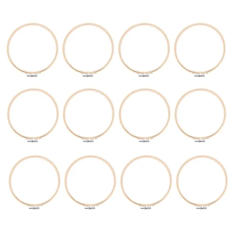 My Home 48 Pieces 7 Inch Wooden Embroidery Hoops Bulk Bamboo Circle Cross Stitch Hoop Round Ring For Art Craft Handy Sewing