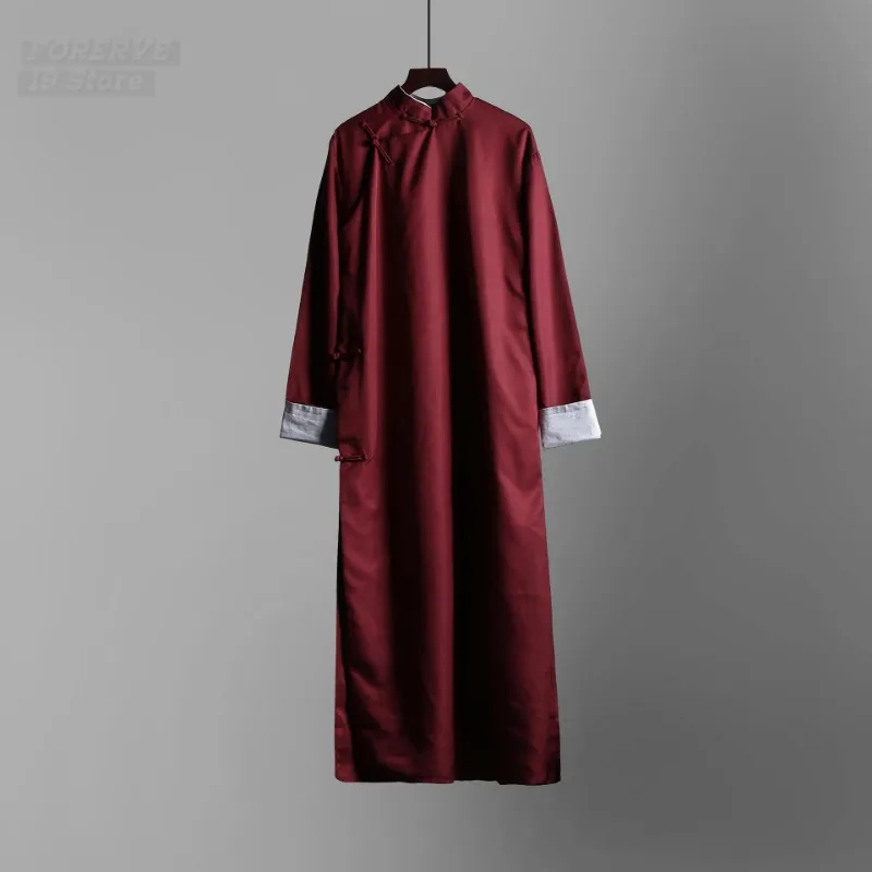 الصينية التقليدية اليوسفي العباءات الجناح تشون الكونغ فو زي جمهورية الصين رداء سترة الرجال سترة طويلة رجل الصينية تونك البدلة