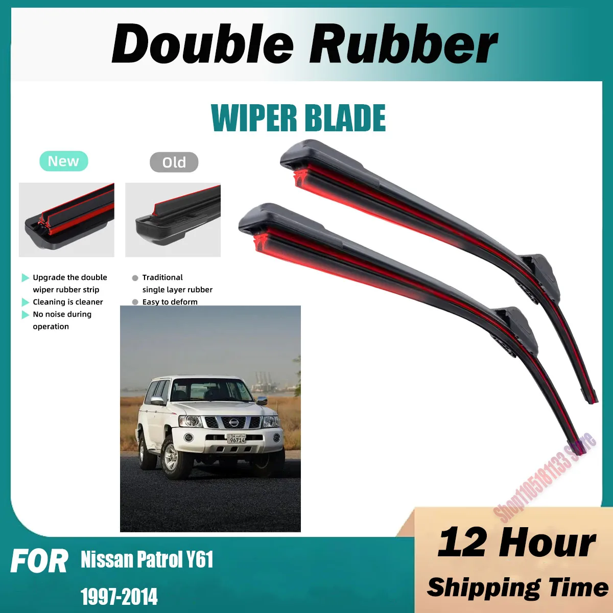 

Front Rubber Car Accessories 2008 2009 2010 2011 2012 2013 2014 Double Rubber Car Wiper Blades For Nissan Patrol Y61 1997-2014