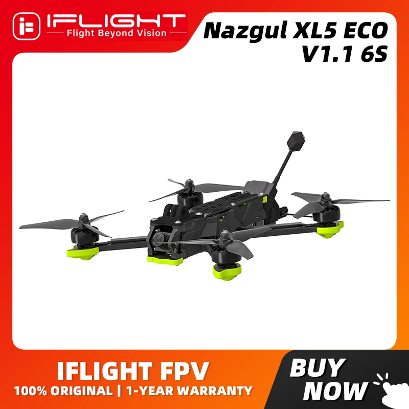 IFlight Nazgul XL5 ECO V1.1 6S Drone analógico BNF con BLITZ 5,8G 1,6 W VTX BLITZ ATF435 E55S Stack XING-E Pro 2207 1800KV motores