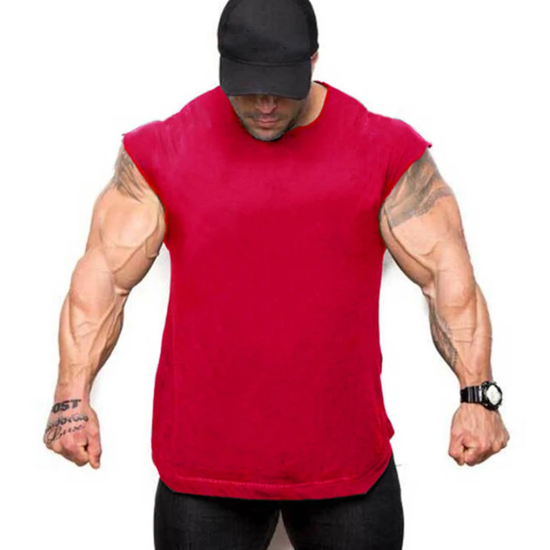 Gym Workout Weightlifting Pumping Iron Training Summer Mens Bodybuilding Male Casual Sports Vest For Tank Tops Cotton T Shirts