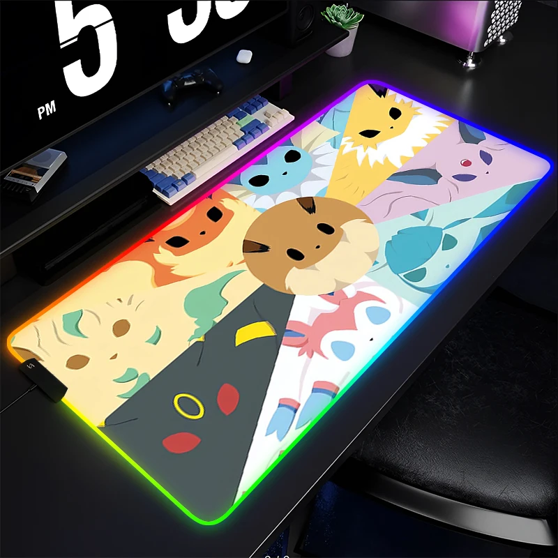 

RGB Backlight Mouse Pad Gamer Large LED Computer P-Pokemon Design sense Mousepad Carpet Gaming Office Laptop Keyboard Desk Mat