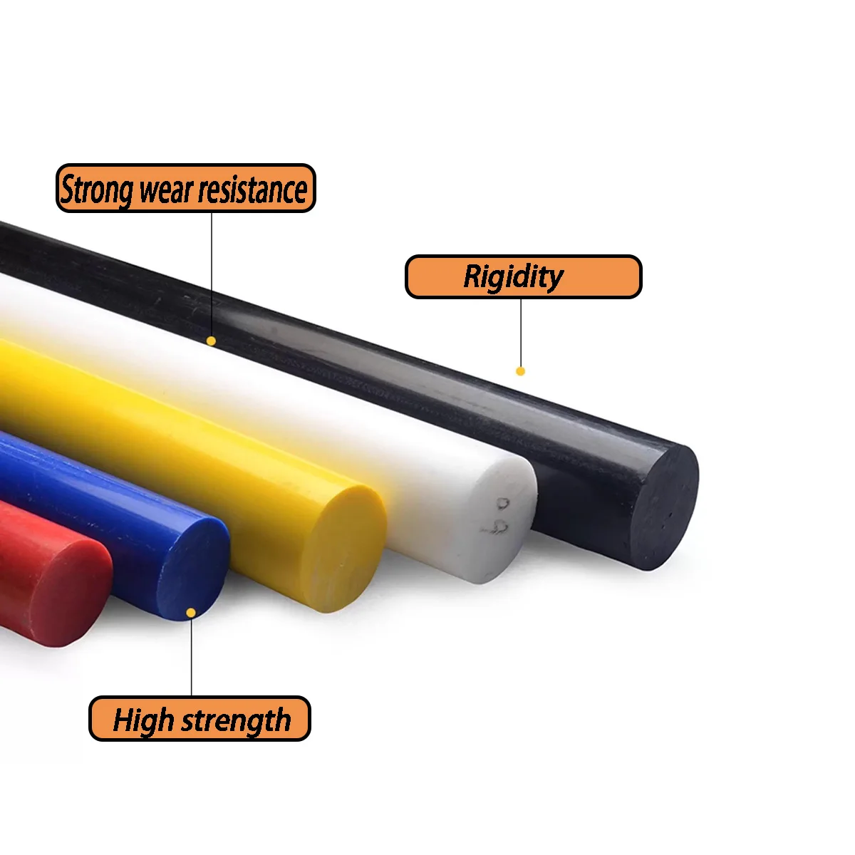 Color POM Rod Solid Dia 3-50mm  Plastic Bar Polyoxymethylene Rod Round Stick Machining Material Length=500mm