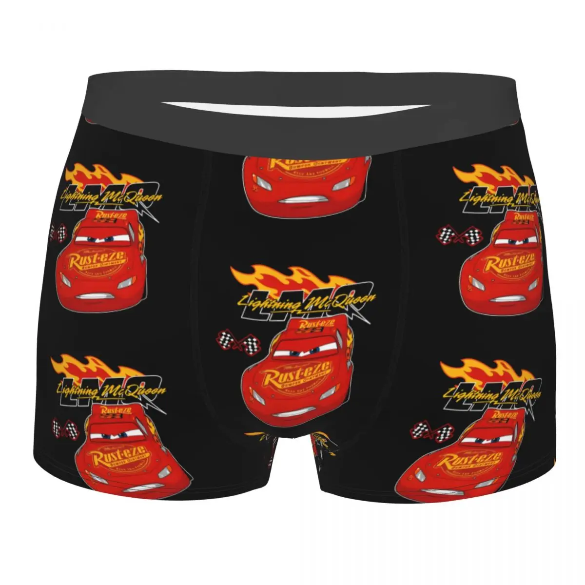 Retro   Lightning McQueen Car Underwear Male Printed Custom Cartoon Boxer Briefs Shorts Panties Soft Underpants