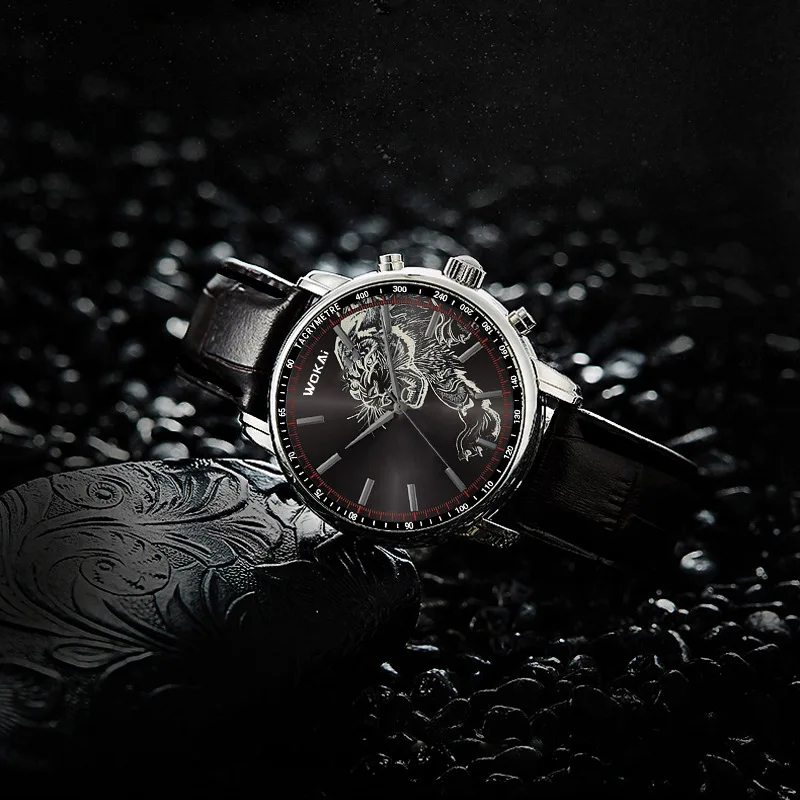 2025 New Fashion Watch Men Tiger Watches Casual Leather Band Analog Quartz Wristwatches Men Montre Homme Reloj Hombre