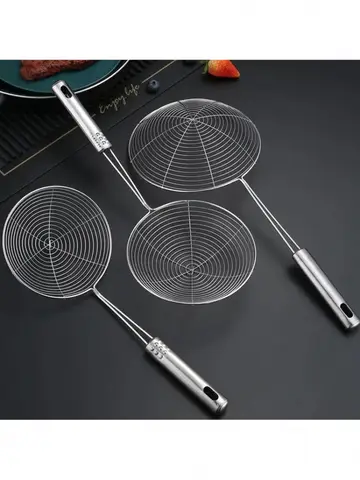 Espumadera ovalada, filtro de malla de acero inoxidable, olla de aceite, filtro de alimentos, utensilios de cocina, colador, filtro para frito, colador de cocina, herramienta de cocina para hornear