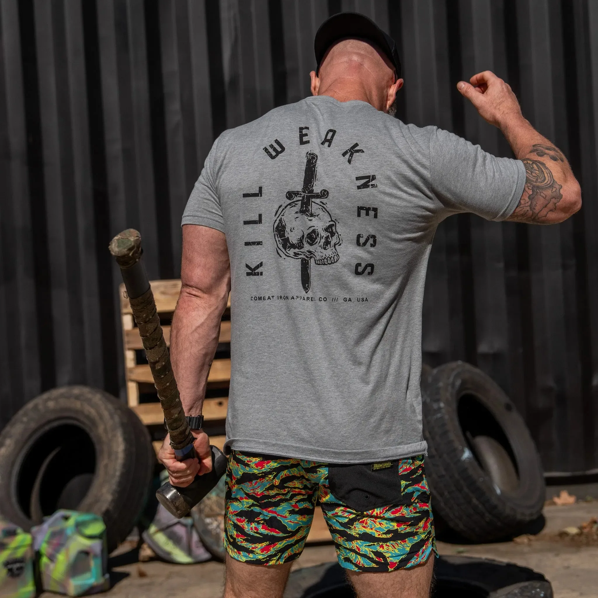 Kill Weakness Men's T-Shirt - Combat Iron Military T-shirt - Suitable for Sports Wear Pure Cotton