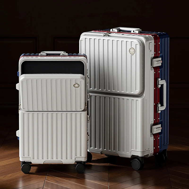 

20-дюймовый чемодан для ручной клади с передним отделением для ноутбука, алюминиевая рама, 26-дюймовый утолщенный чемодан для путешествий из поликарбоната