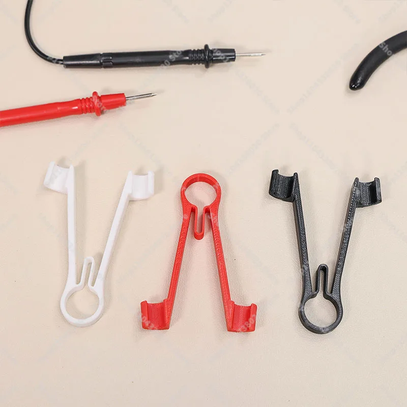 One-Handed Multimeter 8mm Probe Holder - Red/Black/White Test Lead Clip for Electricians, Free Your Hand for Soldering