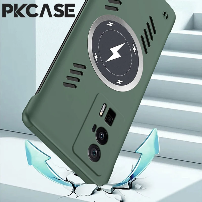 PKCASE البرق المغناطيسي تبديد الحرارة جراب هاتف ل Xiaomi Poco F7 الترا F6 X7 X6 برو للصدمات غطاء التبريد بلا حدود