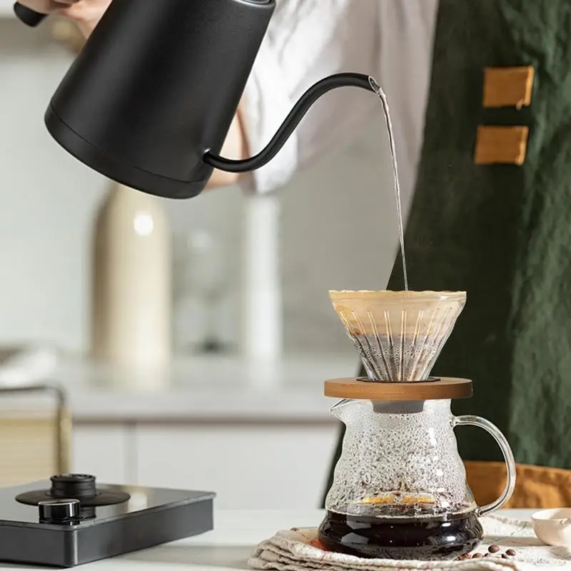 Drip Coffee Maker Pour Over Clear Glass Pour Over Coffee Cone With Stand Coffee Funnel Single Cup Pour Over Hand Brewed Coffee