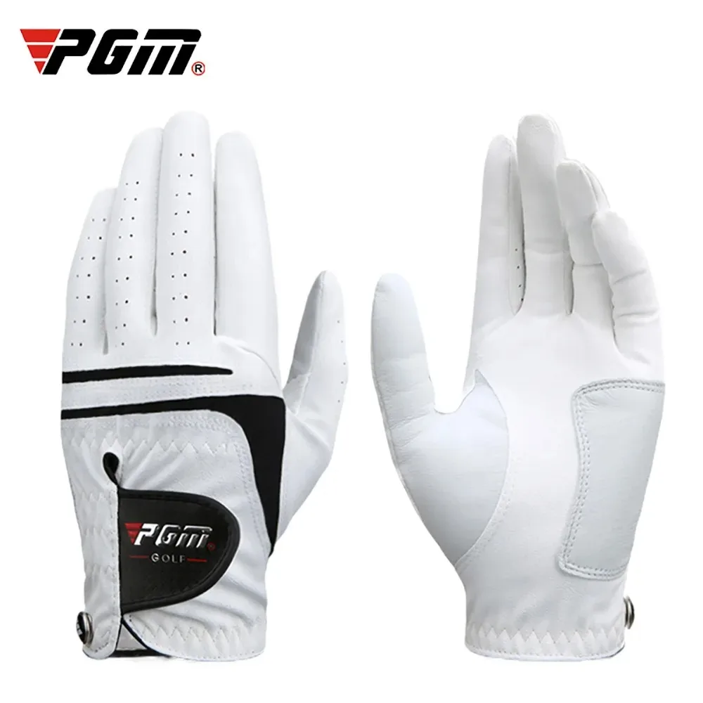 PGM Men Golf Gloves White Breathable Kid-lambskin Genuine Leather Sport Hand Glove Wear Single Left Right Handed Batting ST022