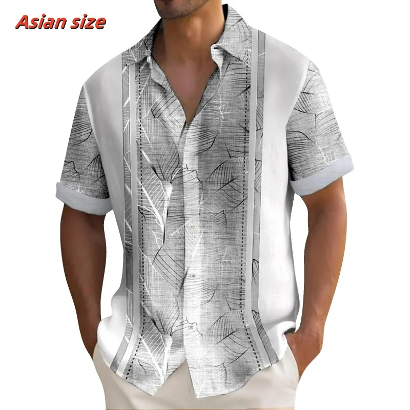 Simple Stripes Pattern Hawaiian Shirt For Men Colorful 3D Printed Short Sleeve Tops Casual Lapel Aloha Shirts Loose Blouses