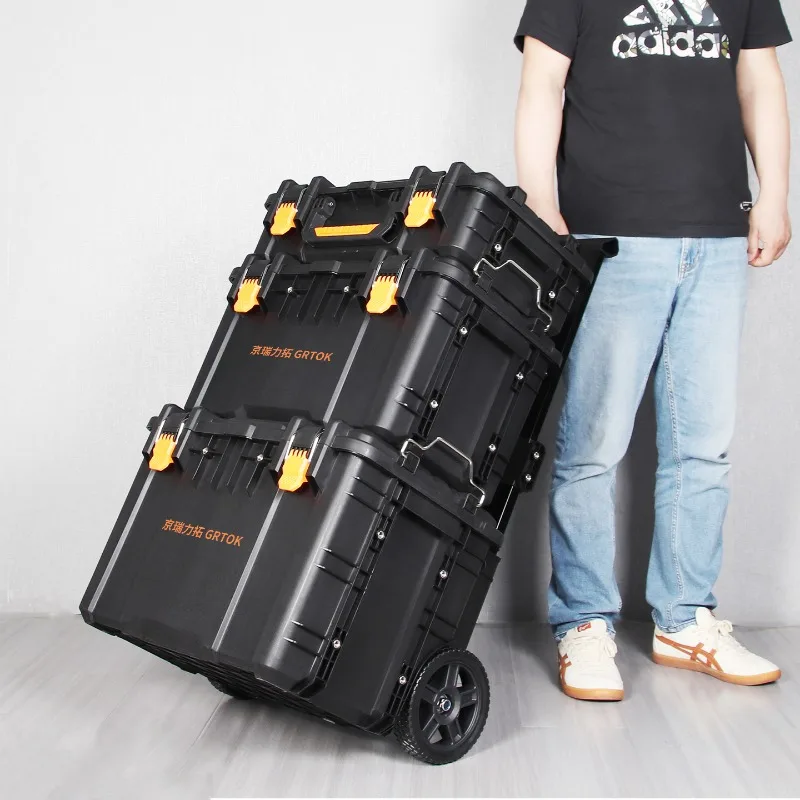 

Combined Tie Rod Tools Case Movable Stacked Toolbox Thickened Industrial Grade Repair Tools Boxes Organizer Outdoor Toolkit